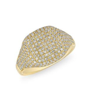 14KT YELLOW GOLD DIAMOND CUSHION PINKIE RING